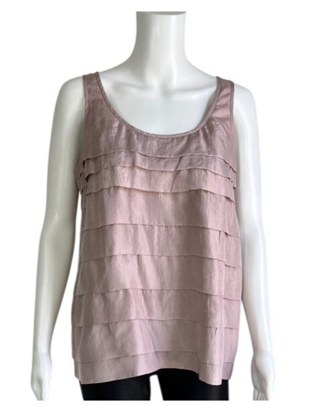 EILEEN FISHER Silk Habutai Layered Tank Top - S